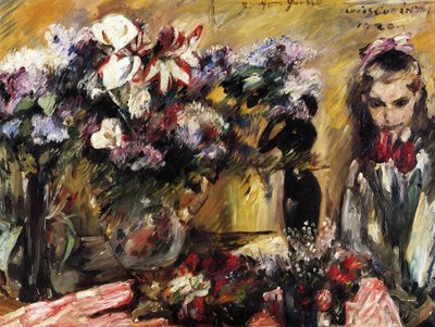 Blomster og datter Wilhelminen af Lovis Corinth